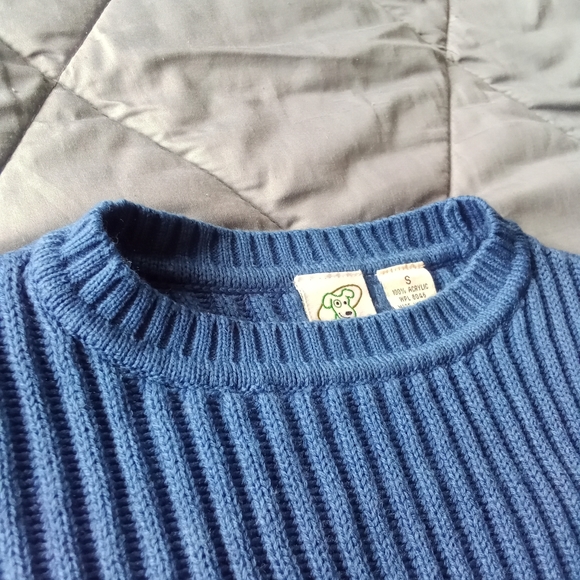 Women's Greendog Blue Ribbed All Over Crew Neck Knit Sweater Size Small Striped - Picture 5 of 11